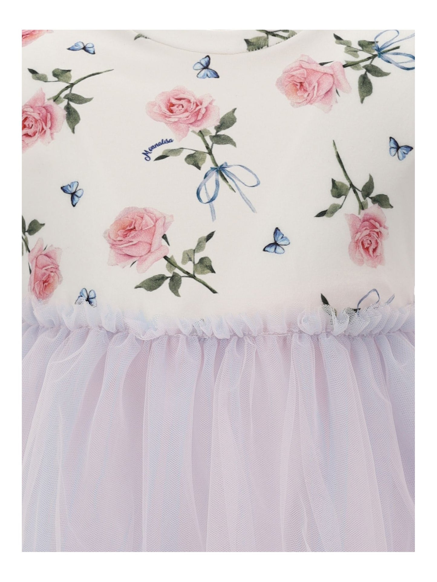 Jersey tulle dress with rose print