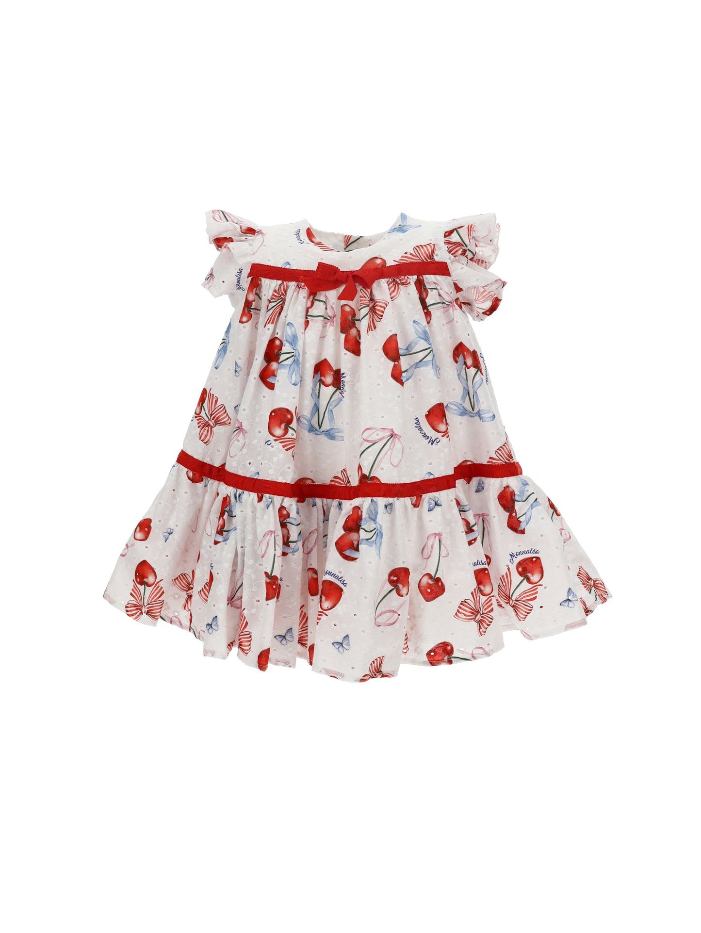 Cherry Sangallo dress with ruffles
