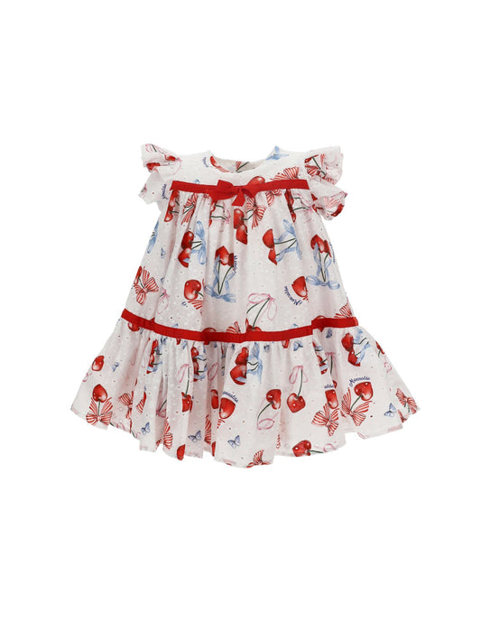 Vestido de broderie anglaise cereza con volantes