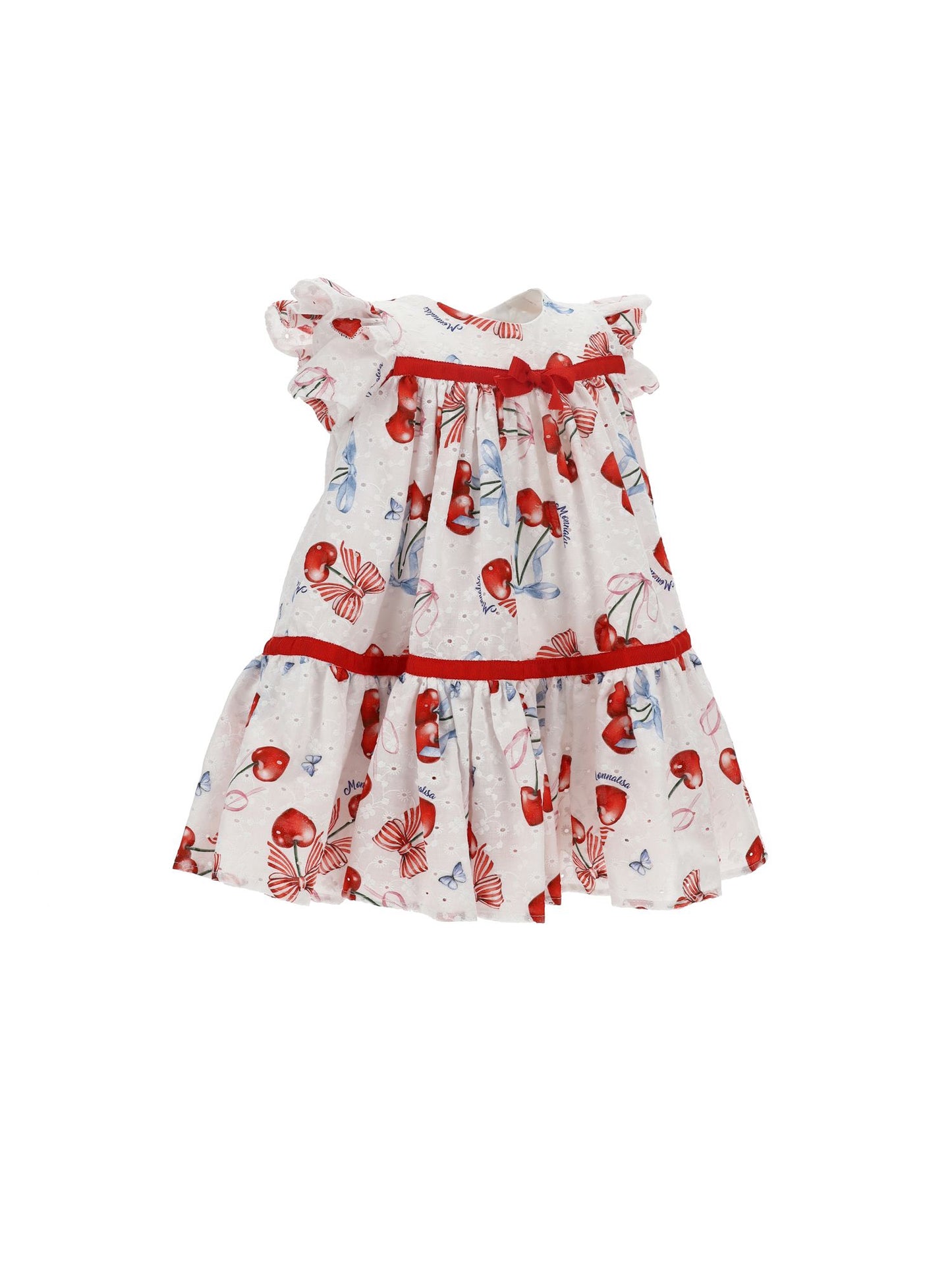 Cherry Sangallo dress with ruffles