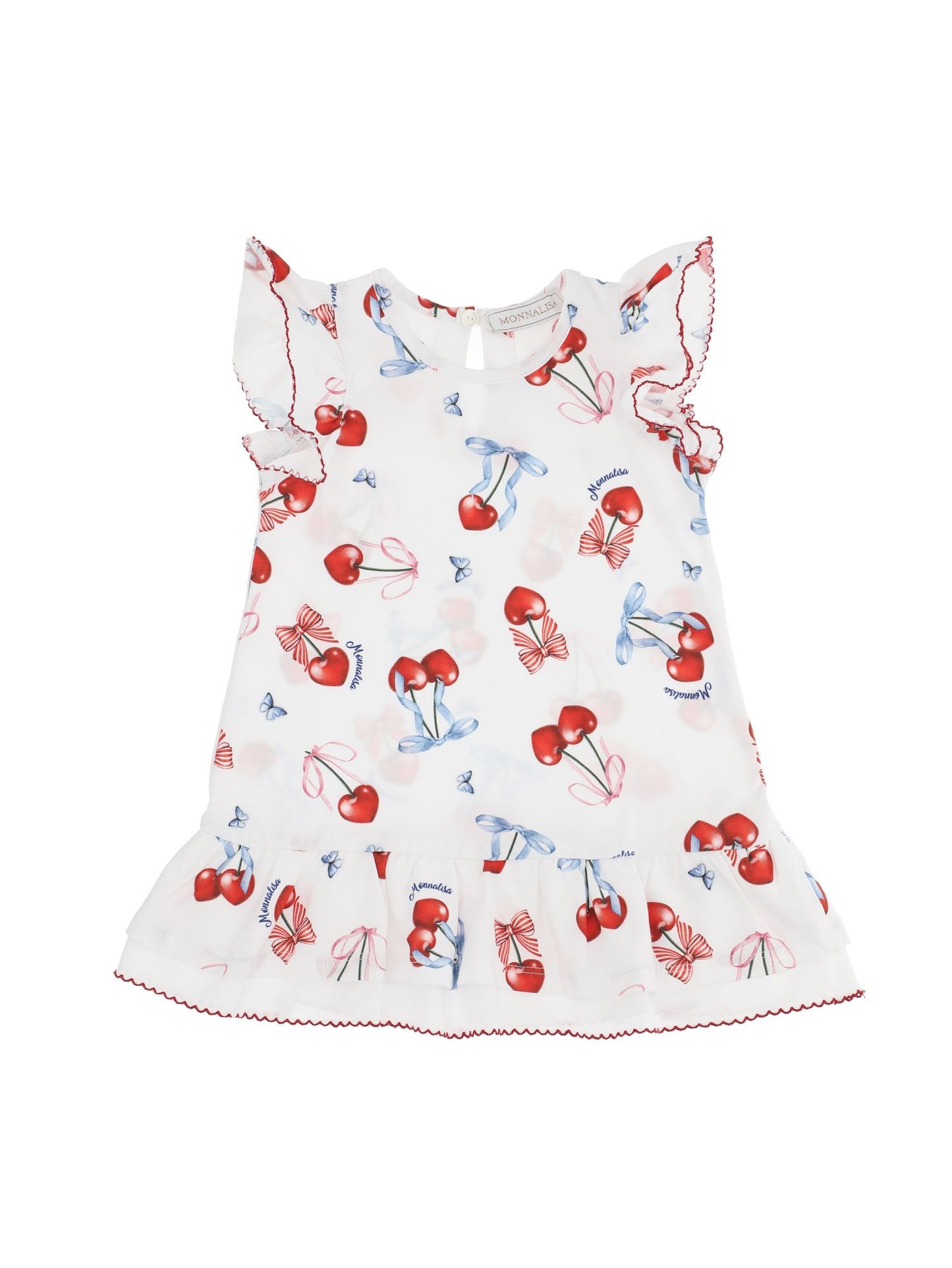 Cherry jersey dress with ruffles