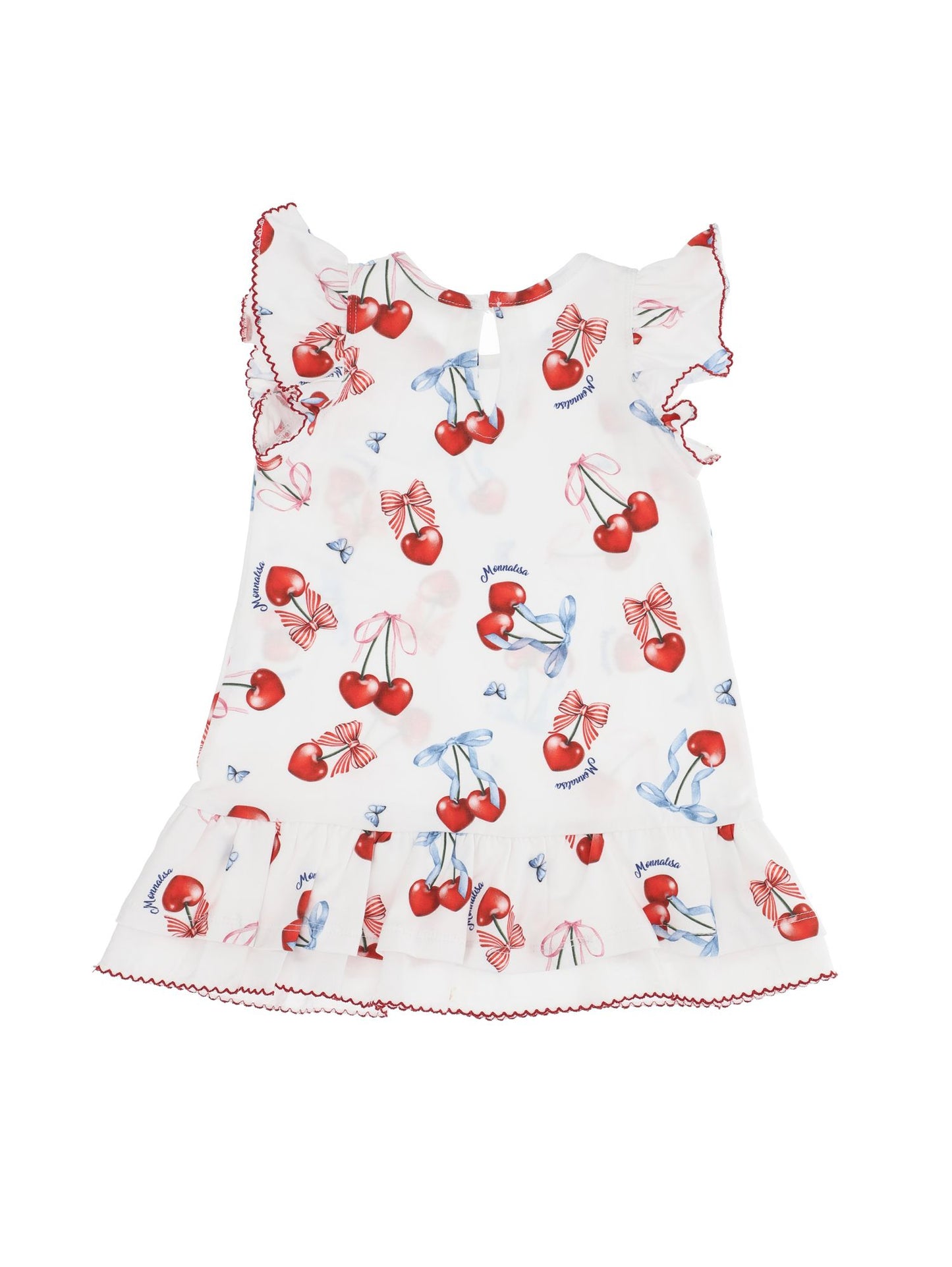 Cherry jersey dress with ruffles