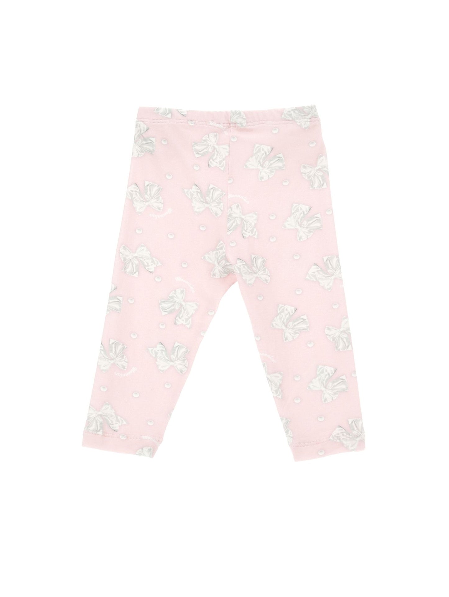 Jersey leggings with bows and pearls