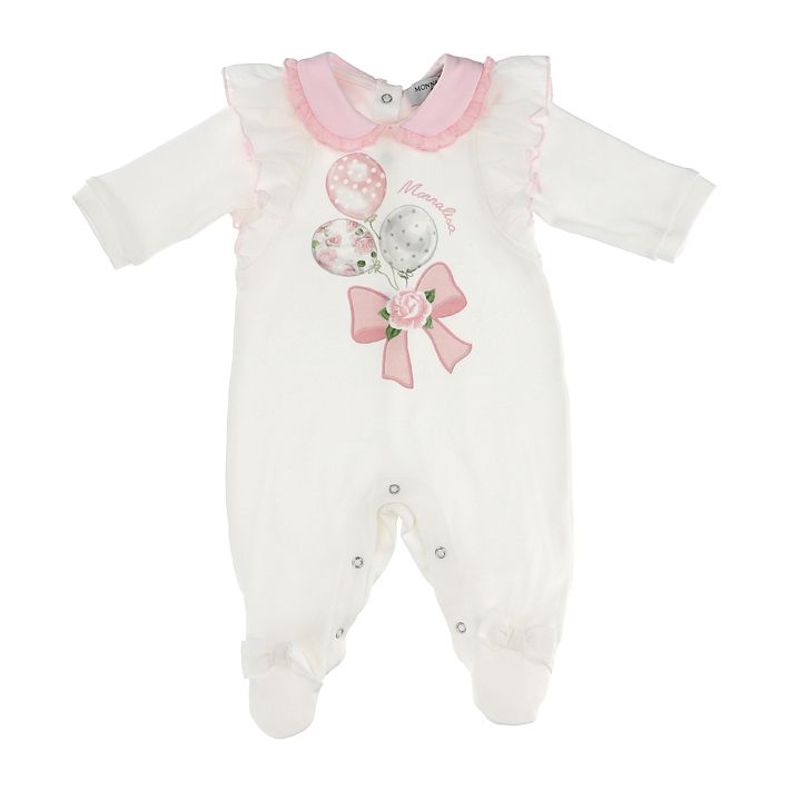 Cotton romper with logo and flowers
