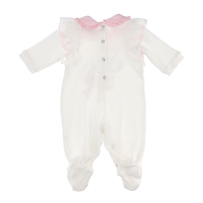 Cotton romper with logo and flowers