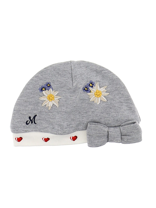 Cotton bonnet with flower embroidery