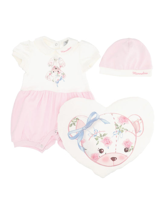 Layette set, romper and accessories