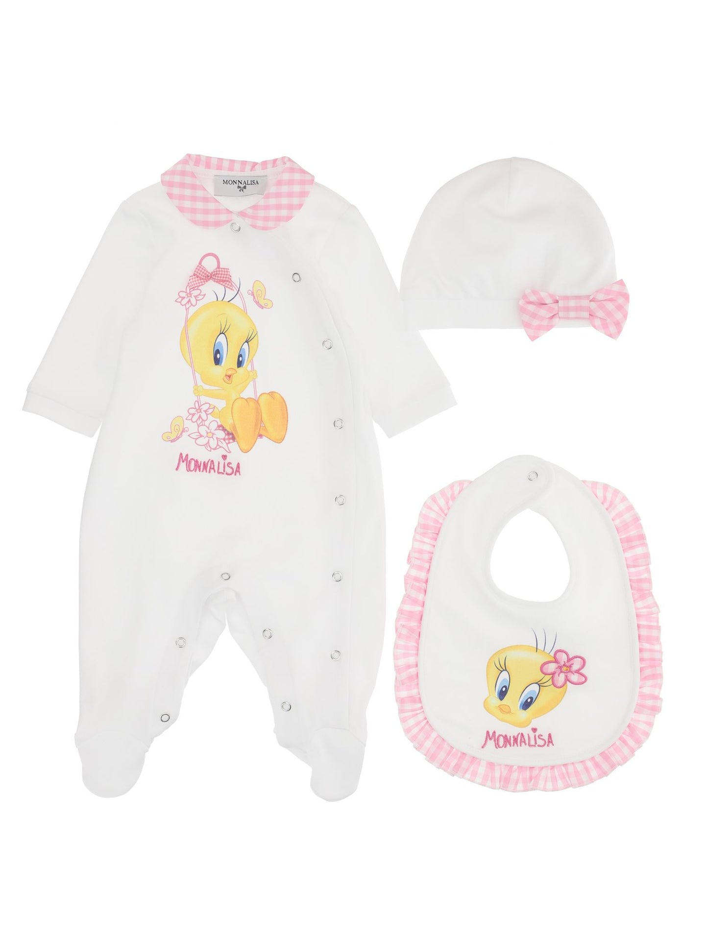 Layette set - onesie, bib, hat, Tweety