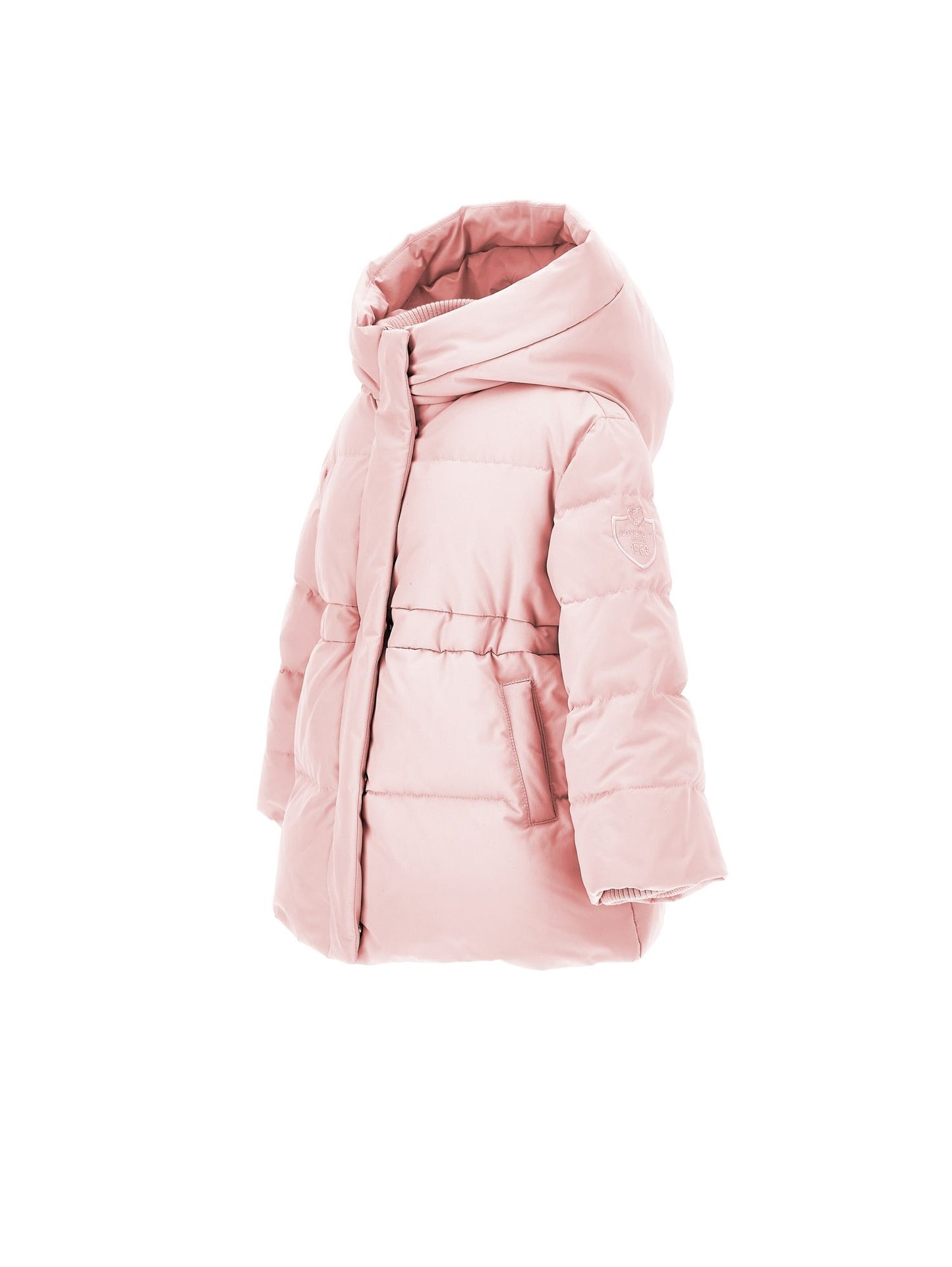 Long nylon jacket with real down