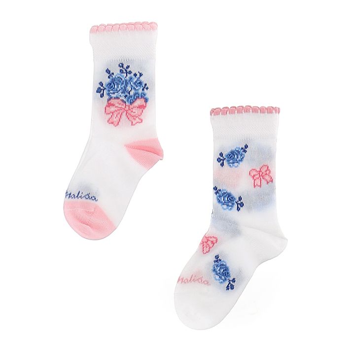 Set of baby socks with blue roses