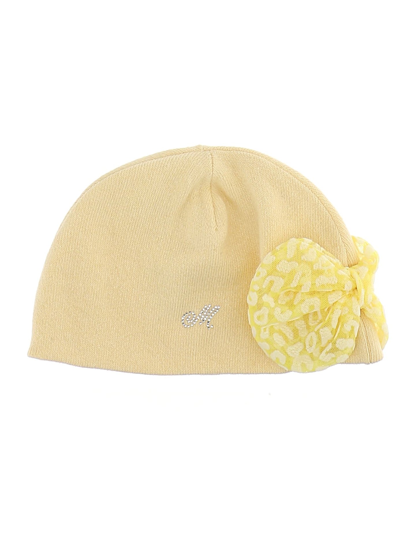 Angora cotton hat with tulle bow