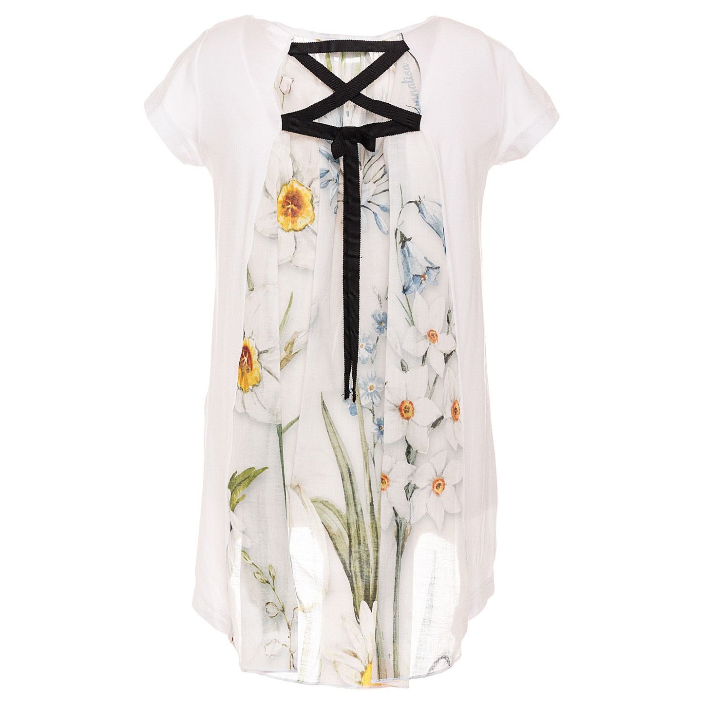 Flared T-shirt with flower insert