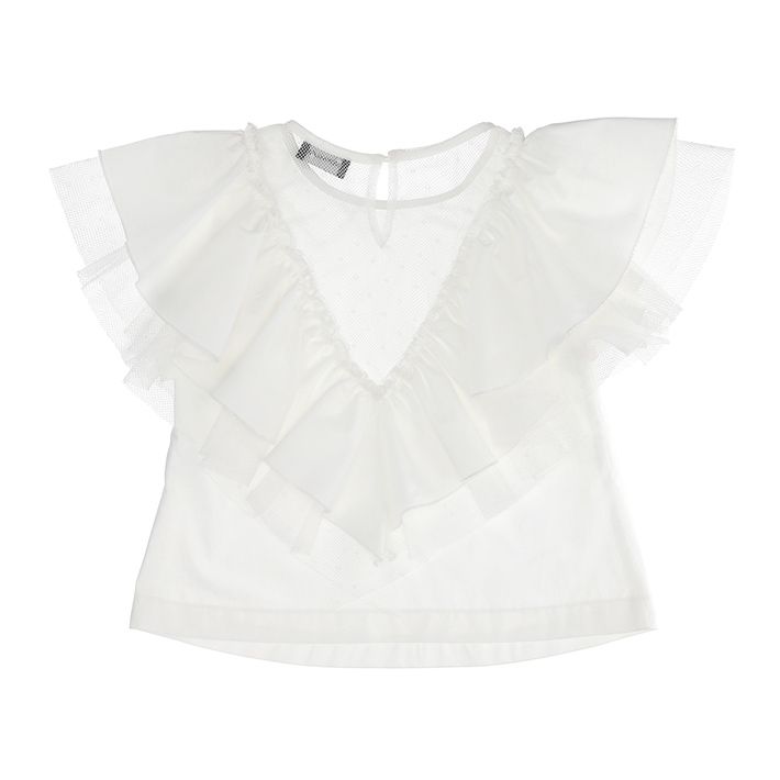 Muslin and plumetis top