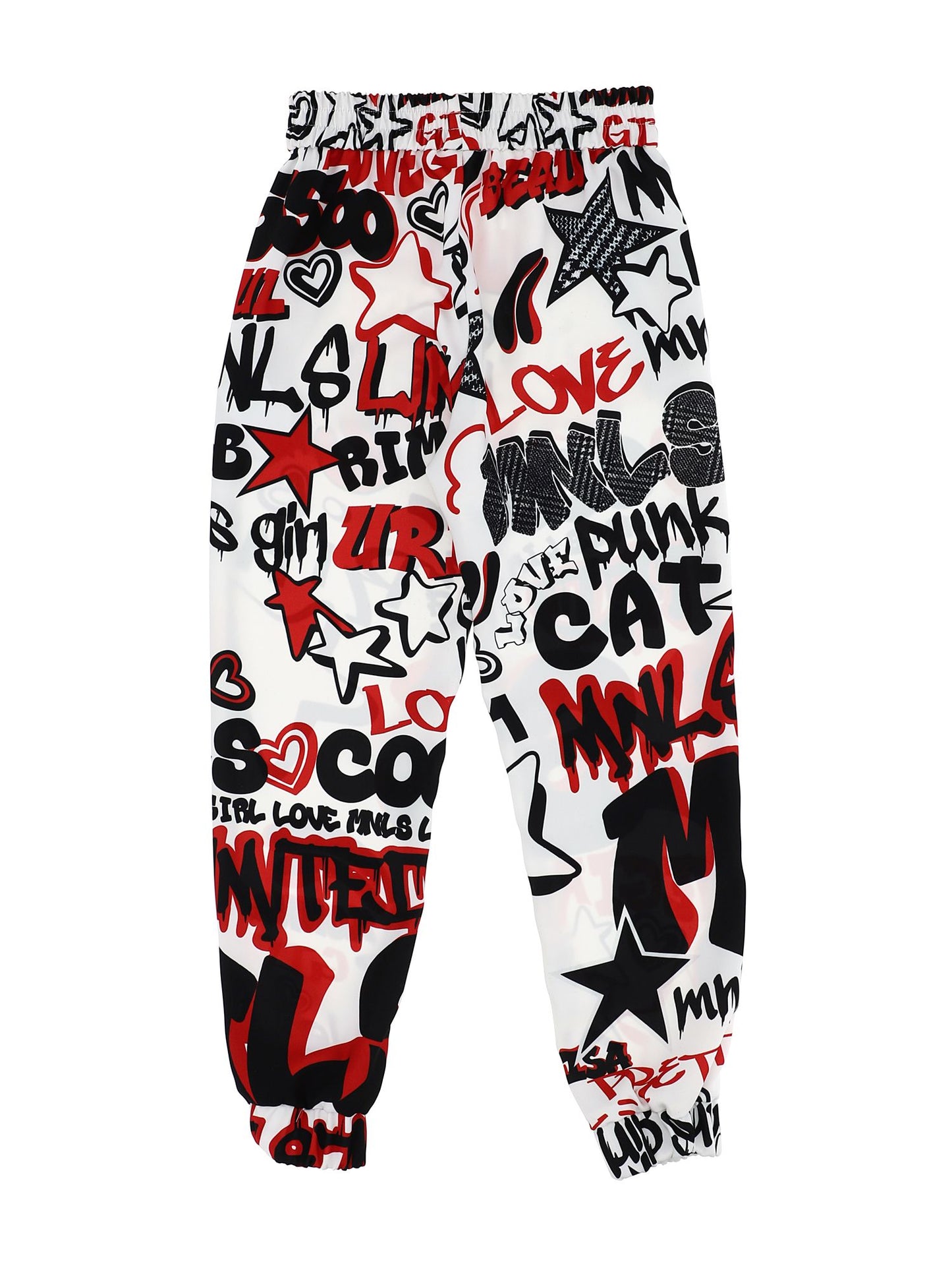 Graffiti print cady trousers