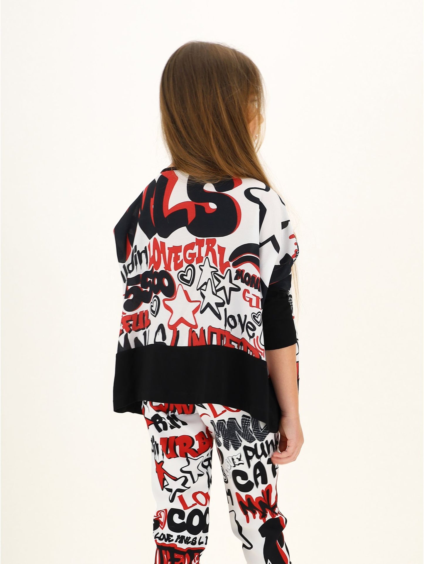 Graffiti print georgette T-shirt