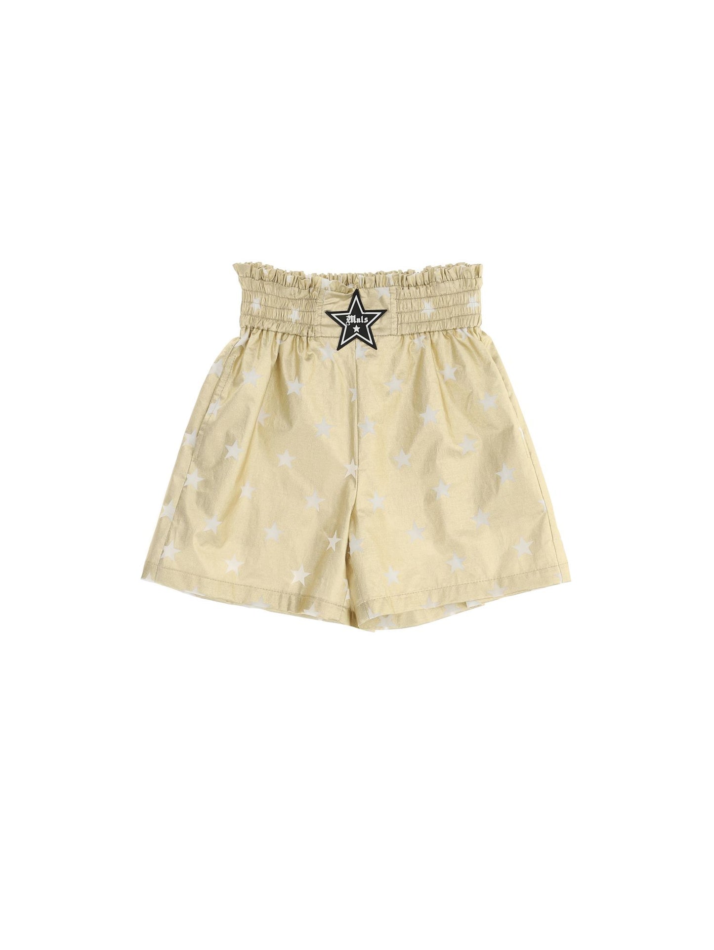 Laminated star print shorts