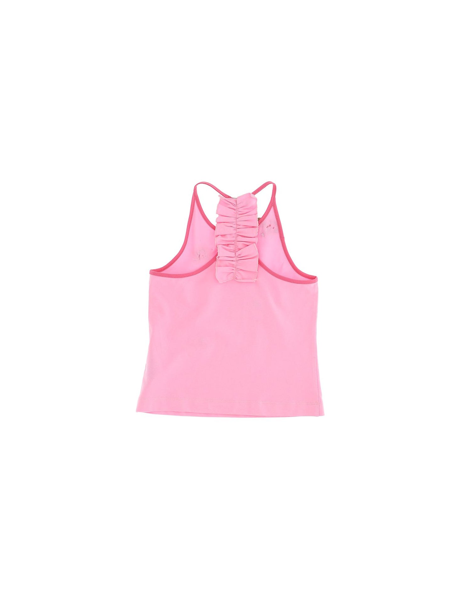 Jersey tank top with crochet flowers