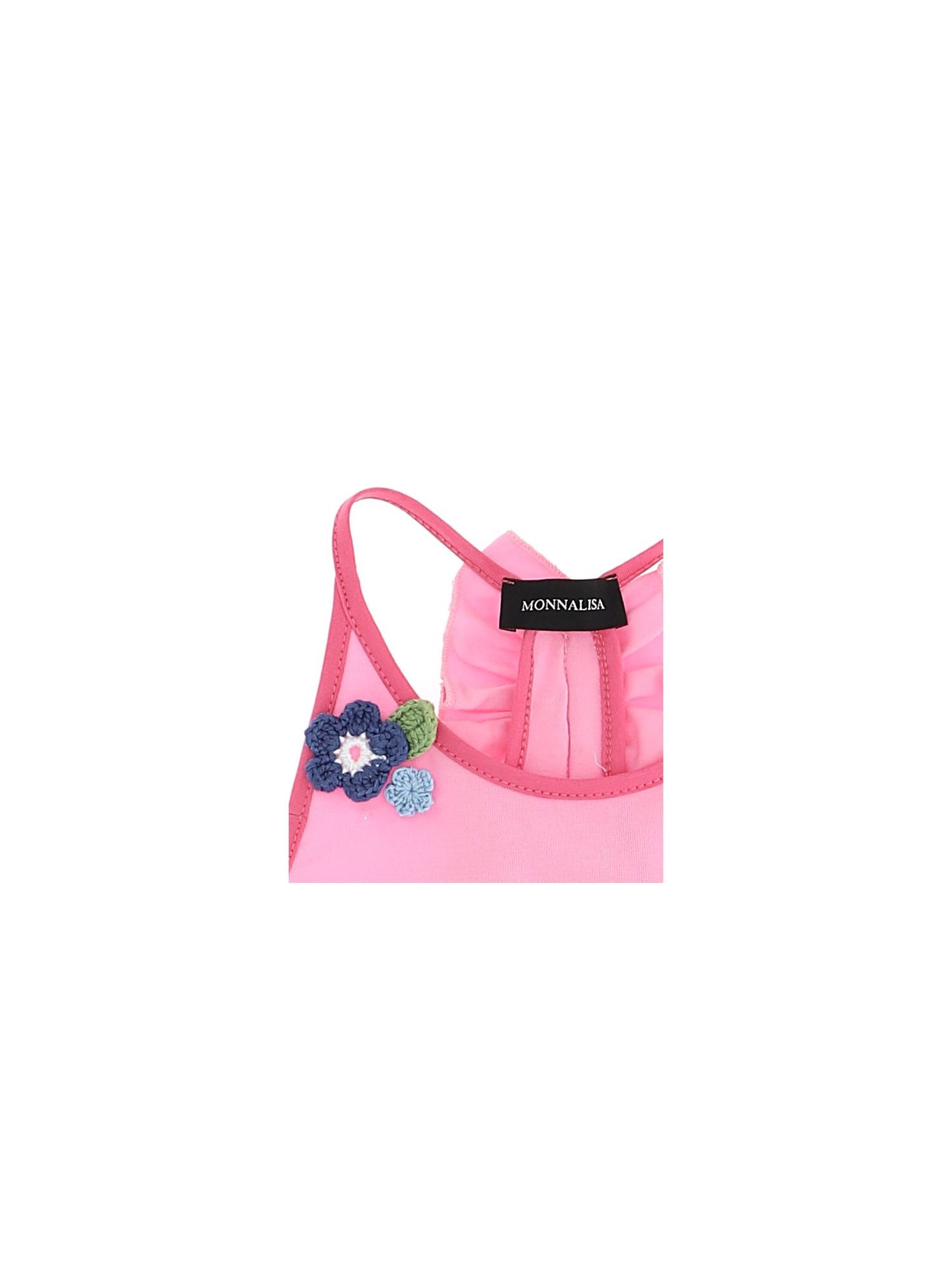 Jersey tank top with crochet flowers