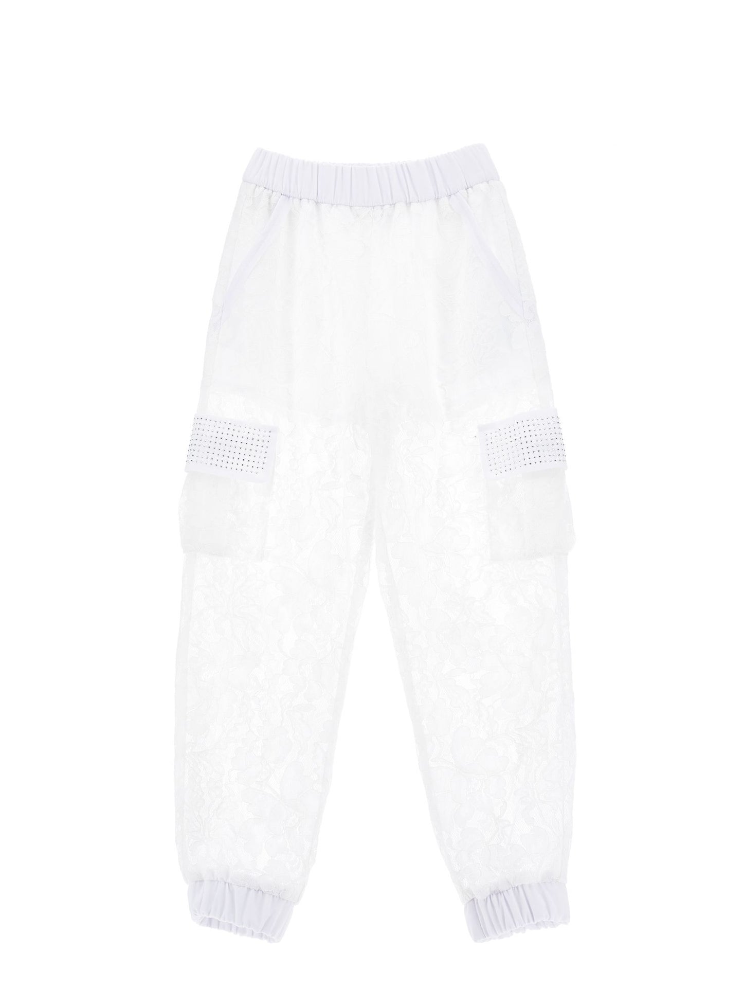 Rebrodé lace cargo trousers