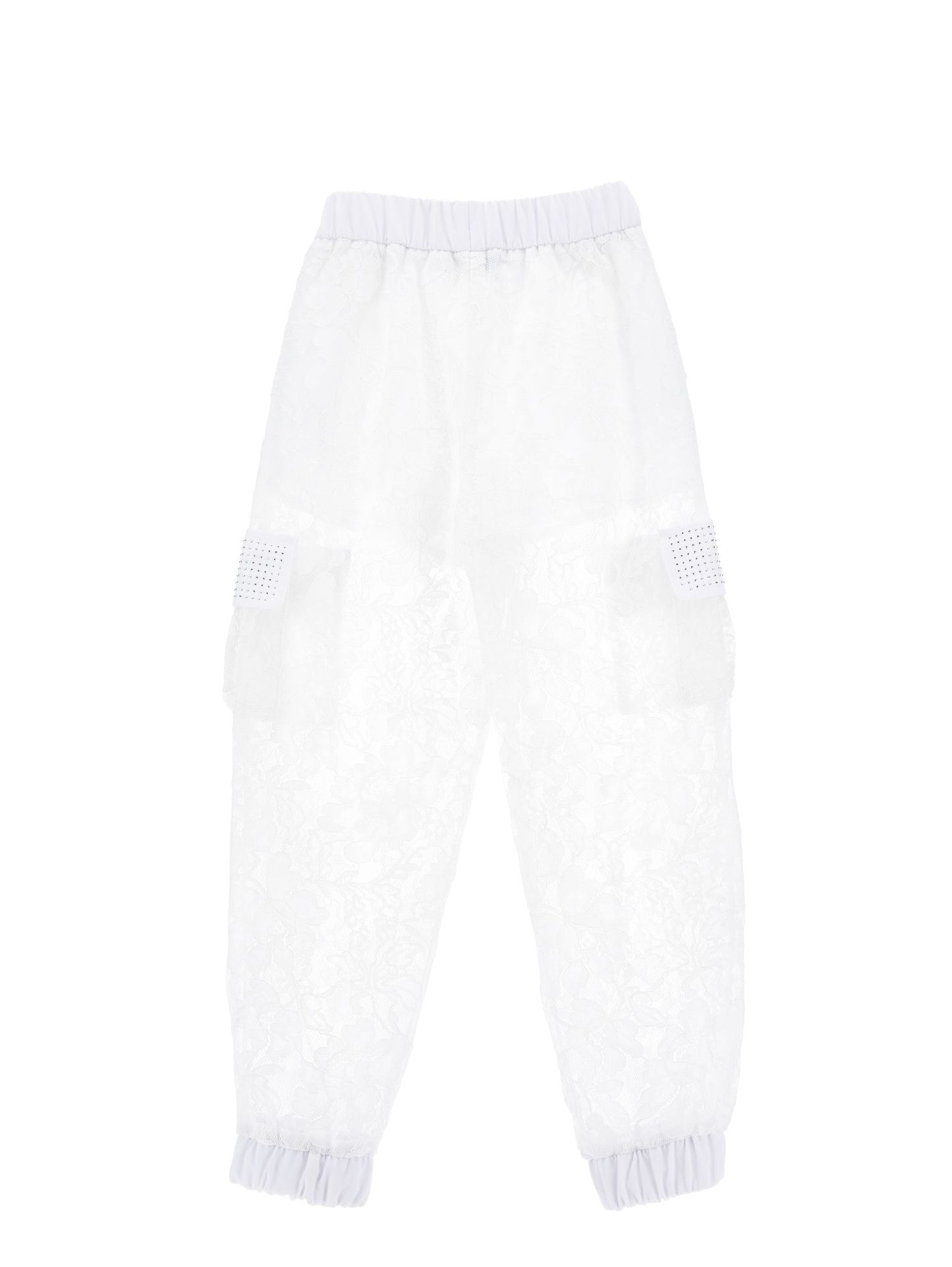 Rebrodé lace cargo trousers