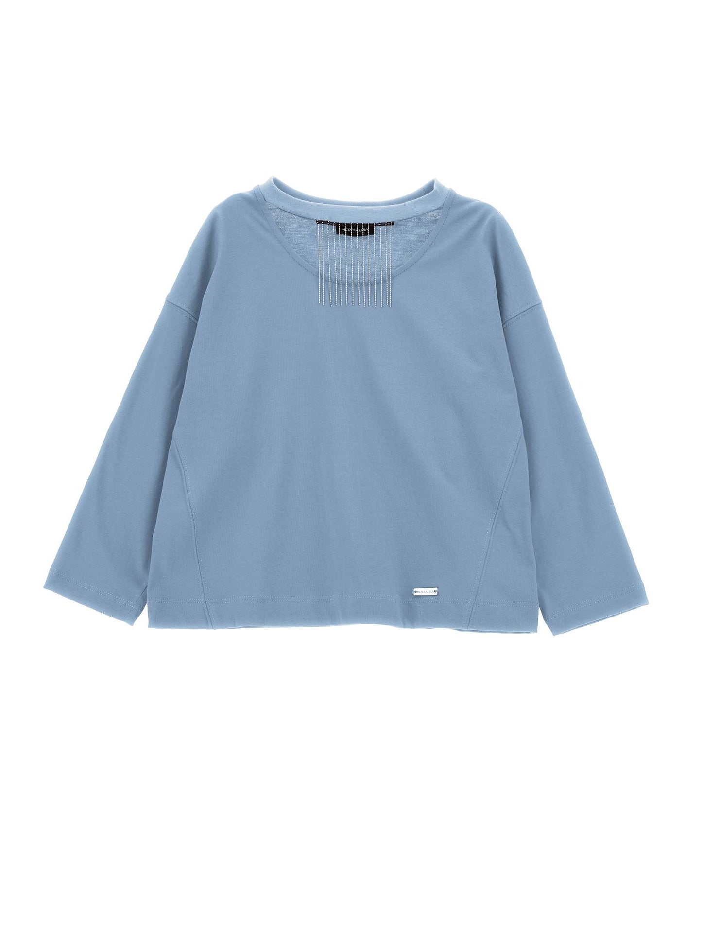 Jersey T-shirt with metallic fringes