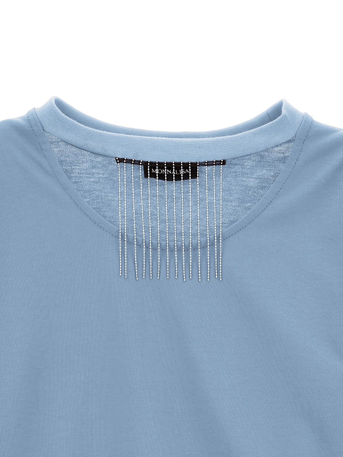 Jersey T-shirt with metallic fringes