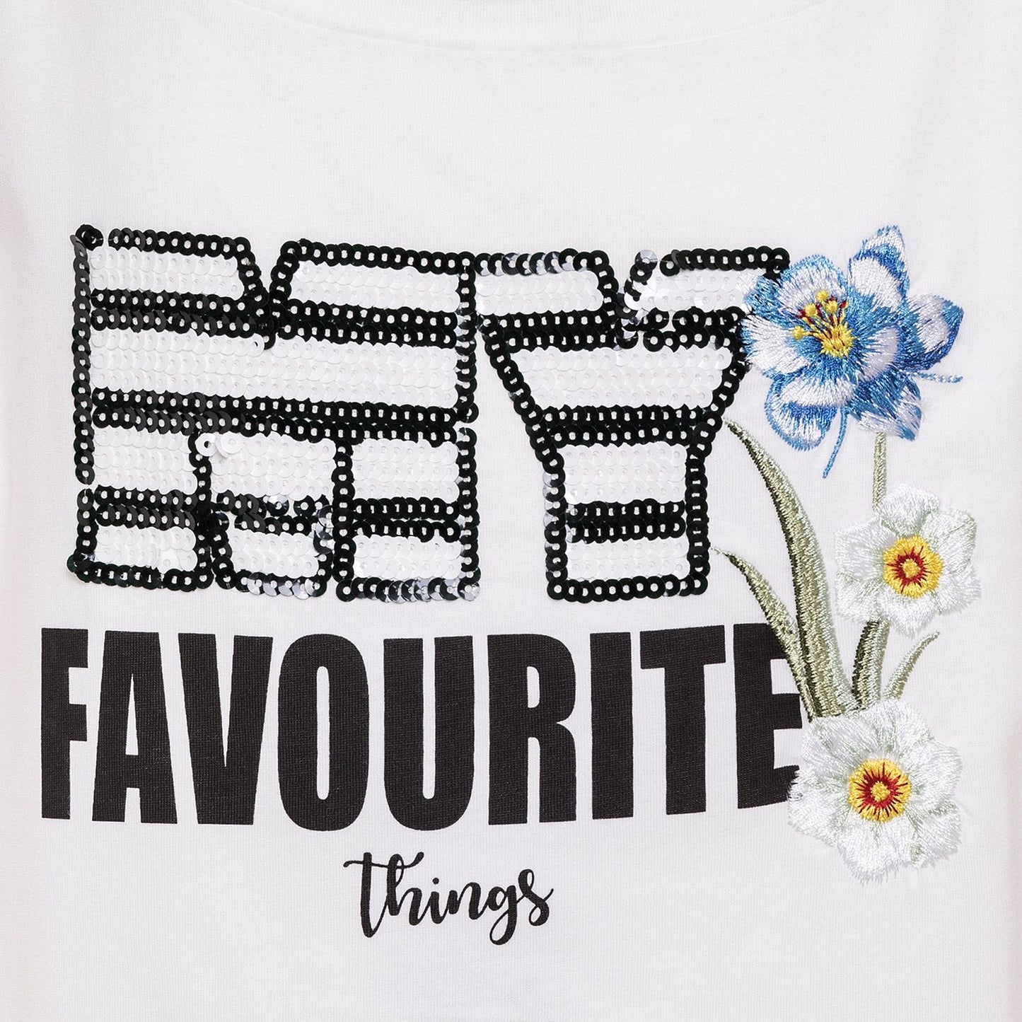 T-shirt with embroidery and sequins