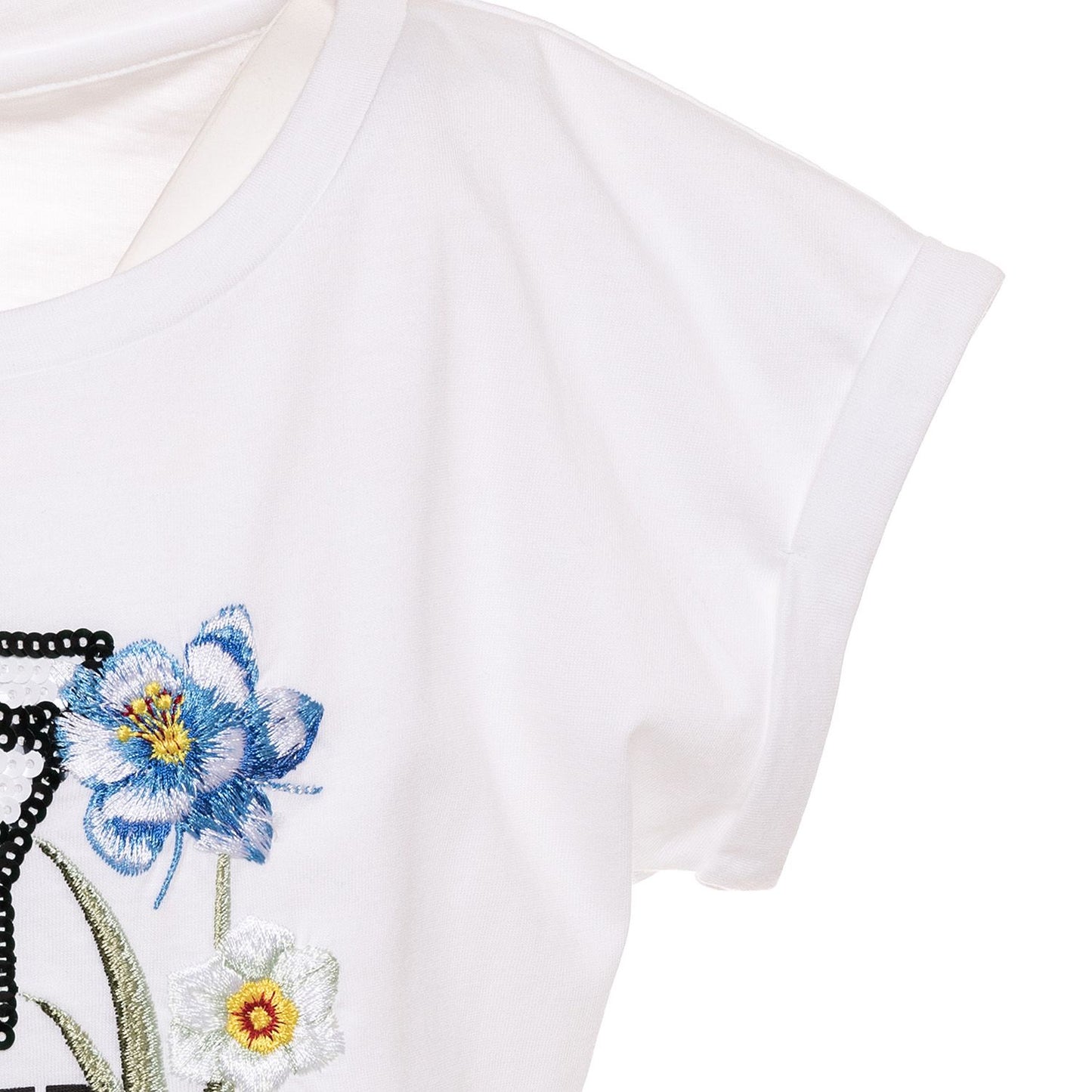 T-shirt with embroidery and sequins