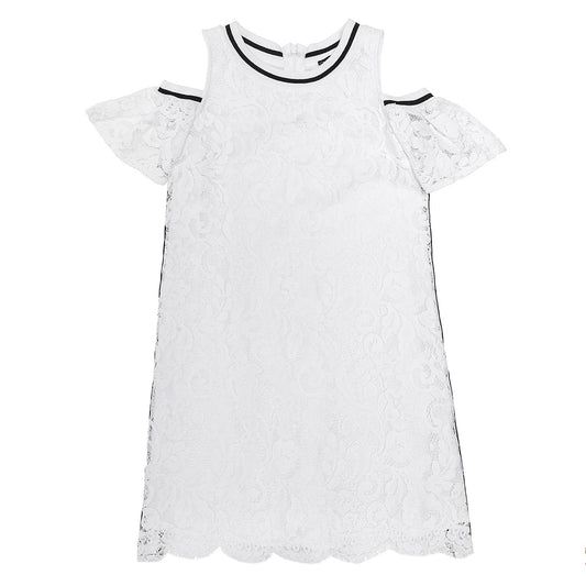 Lace dress with sequin bands