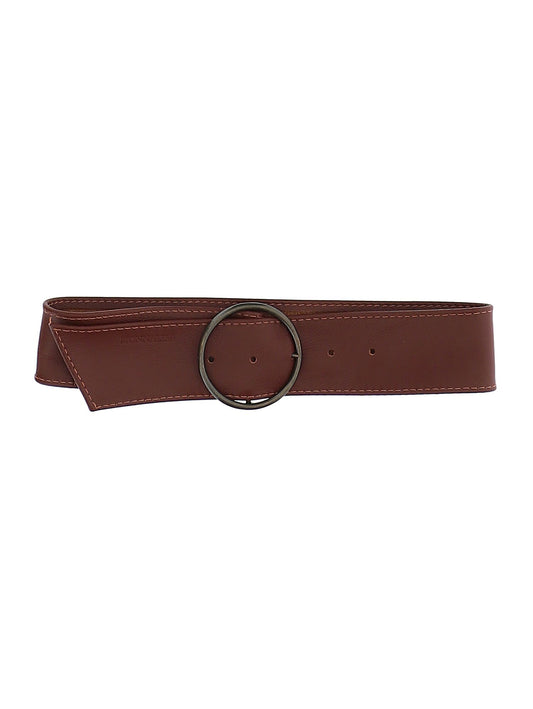 Leather belt with buckle