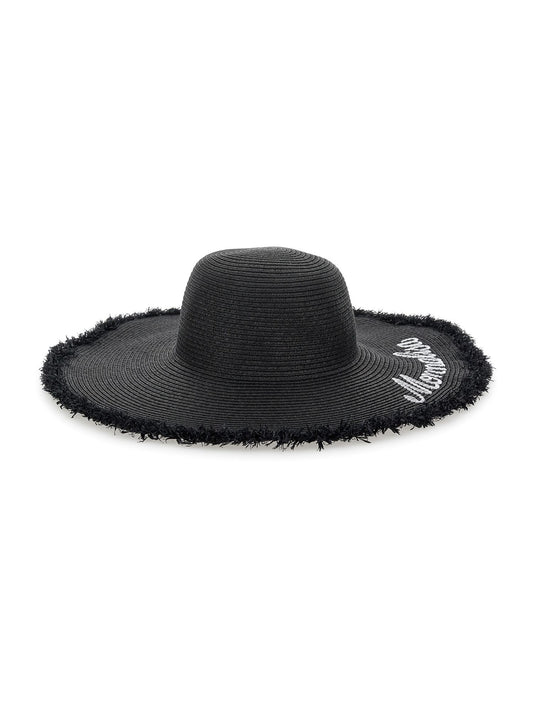 Embroidered striped straw hat