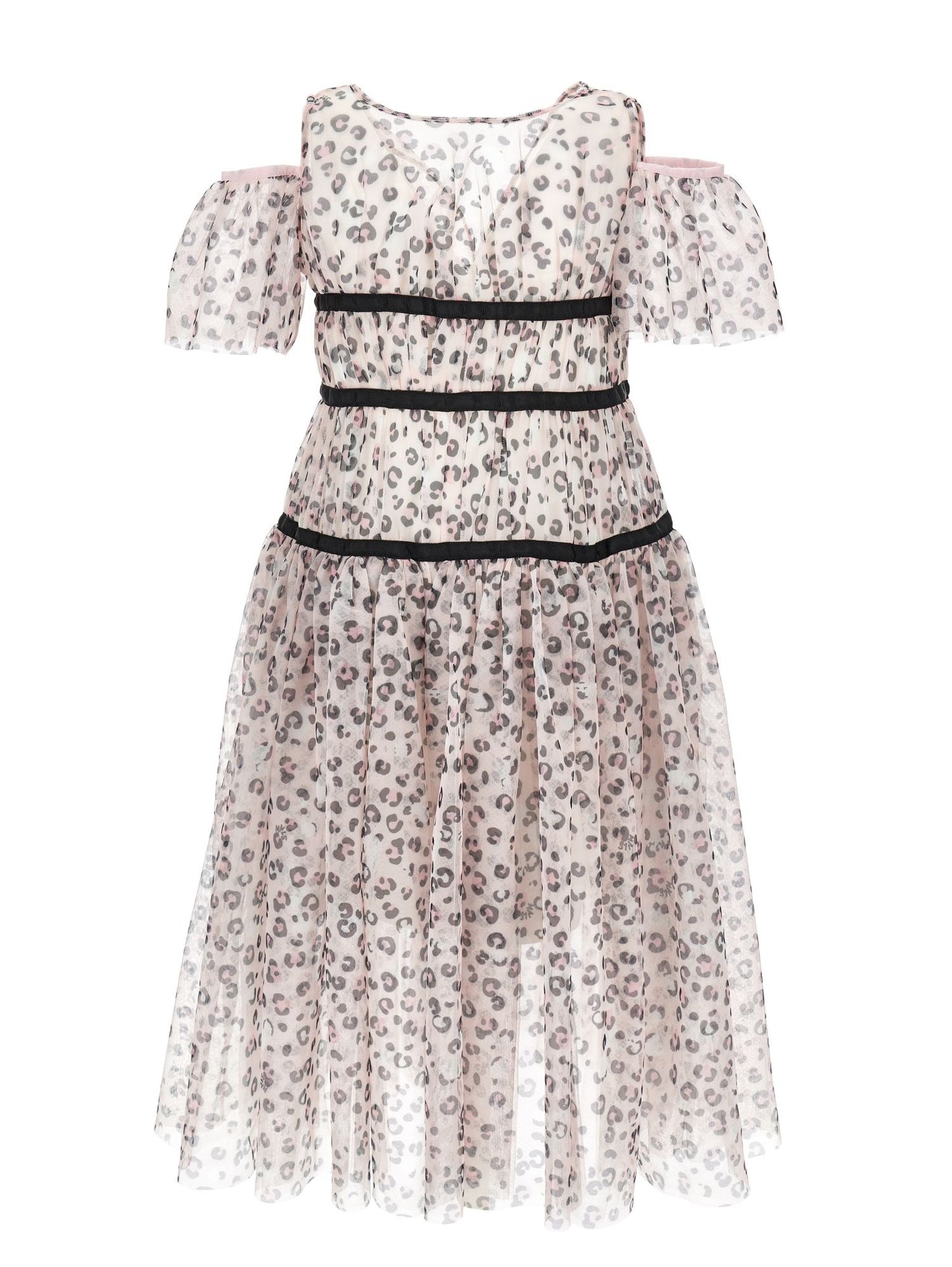 Abito lungo tulle animalier
