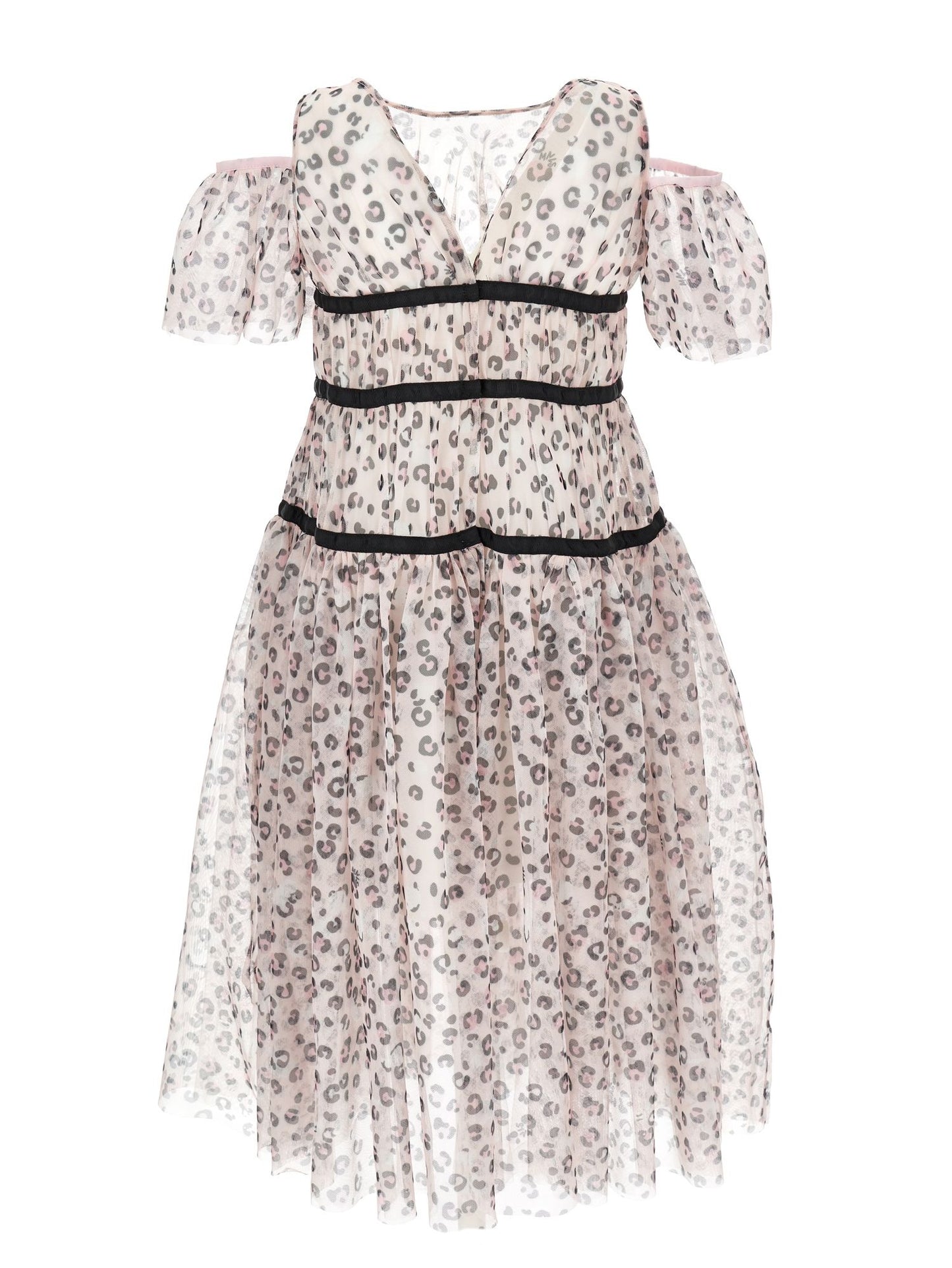 Abito lungo tulle animalier