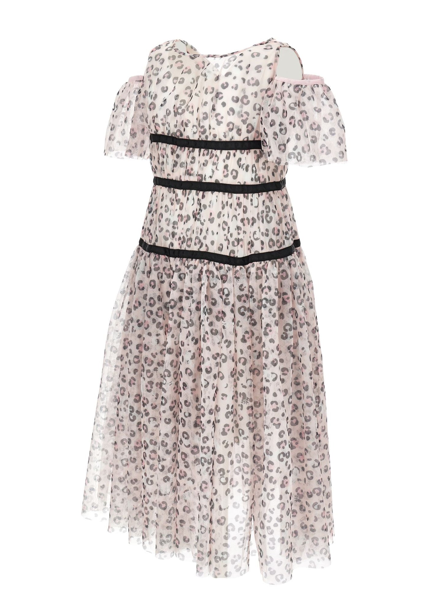 Abito lungo tulle animalier
