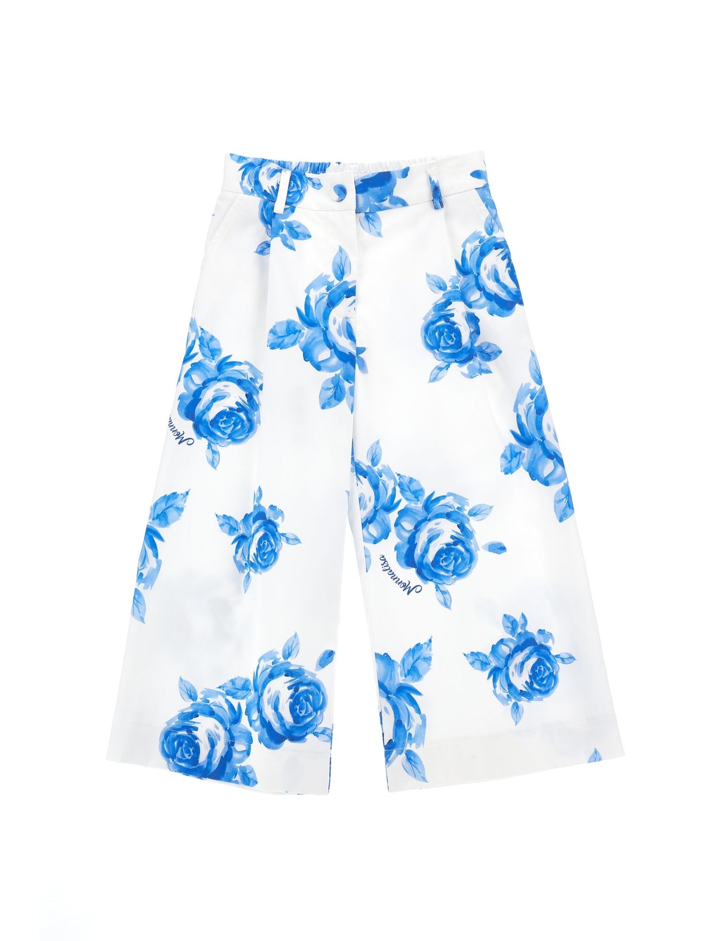 Cropped palazzo trousers with rose print