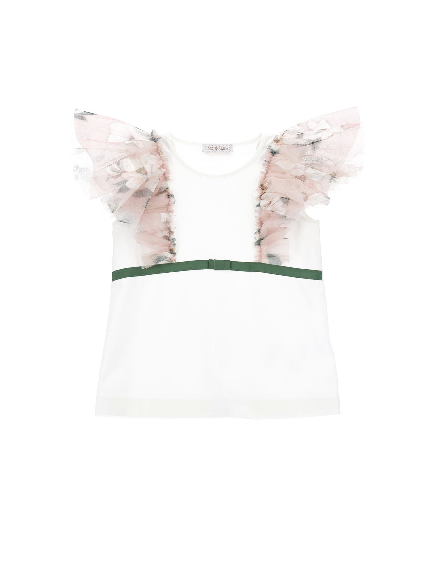 T-shirt jersey con galette a fiori