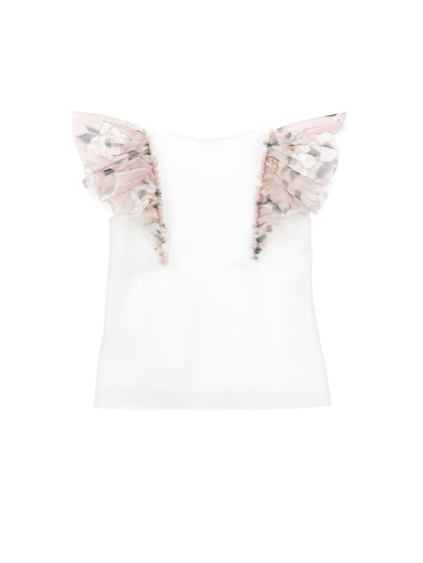 T-shirt jersey con galette a fiori