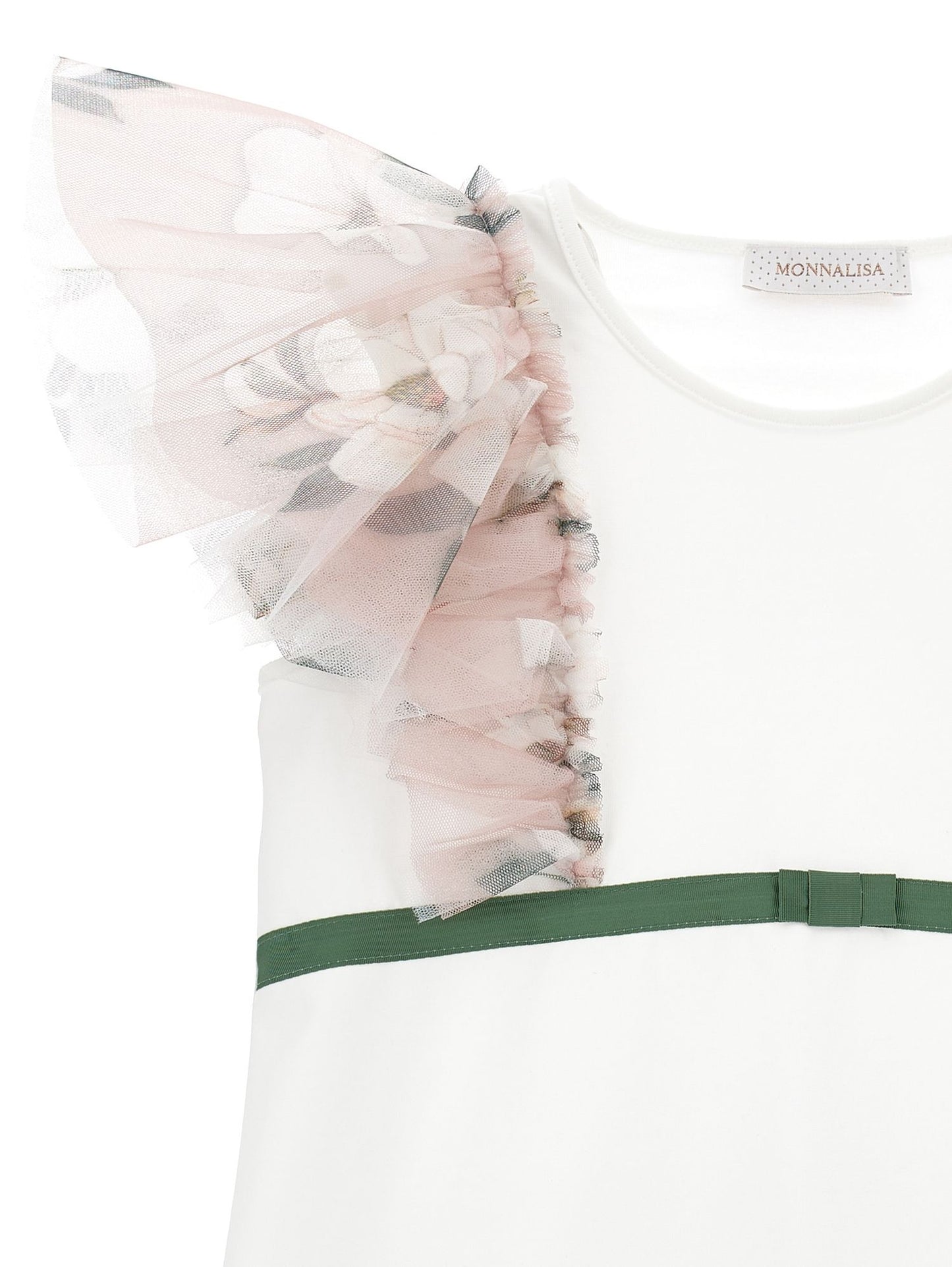 T-shirt jersey con galette a fiori