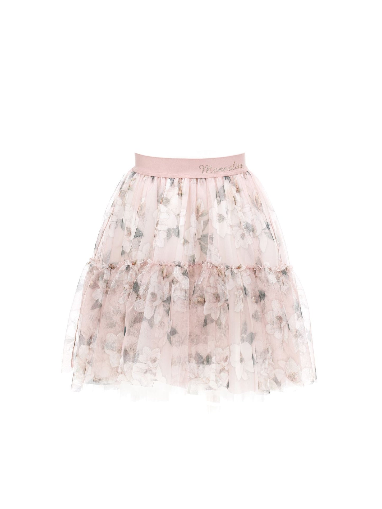 Magnolia print tulle skirt