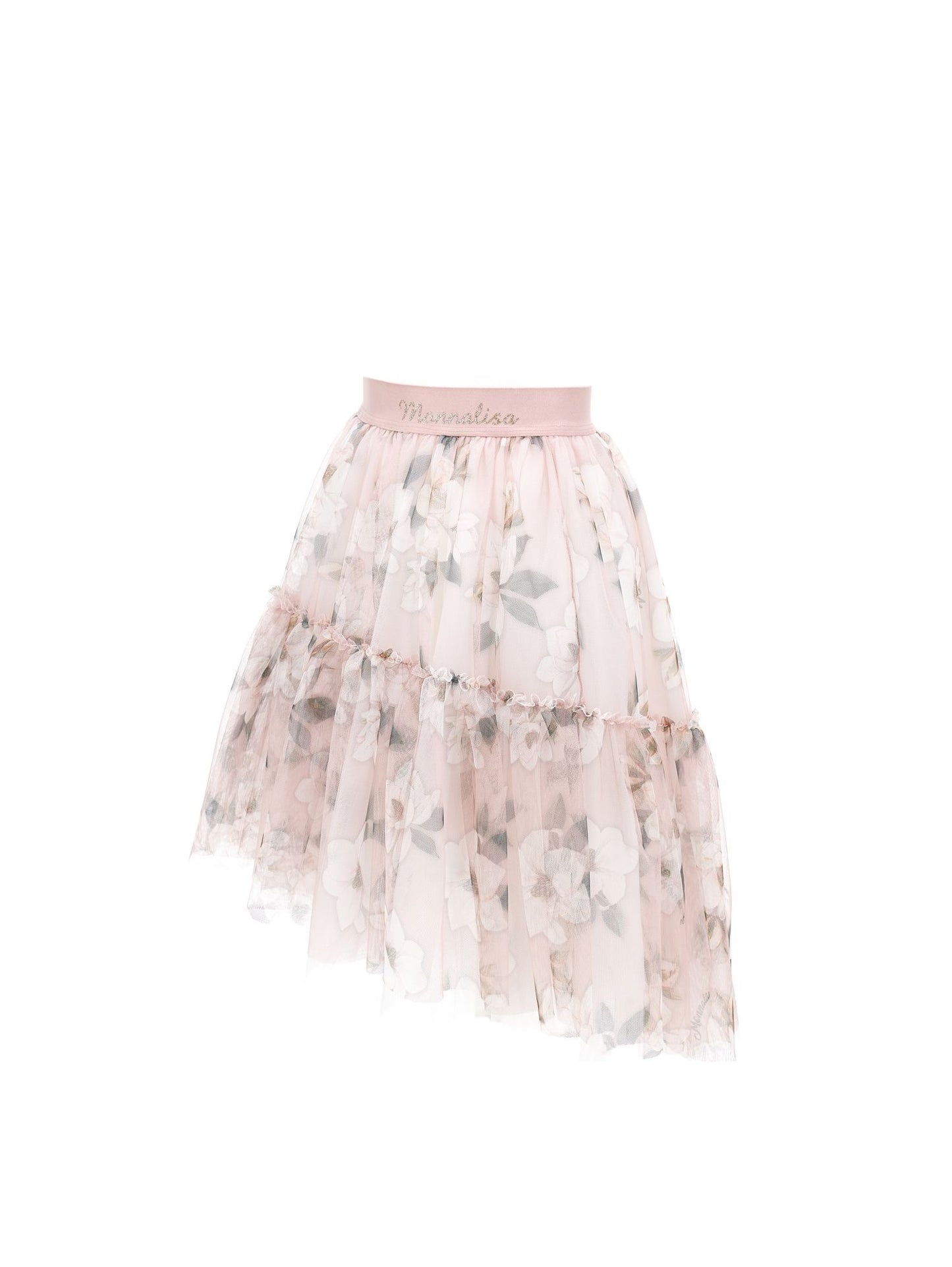 Magnolia print tulle skirt