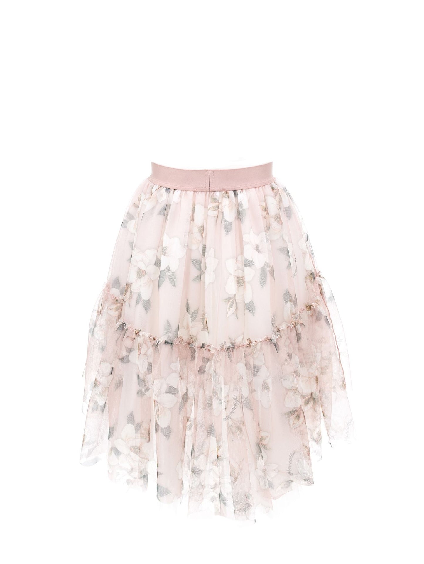 Magnolia print tulle skirt