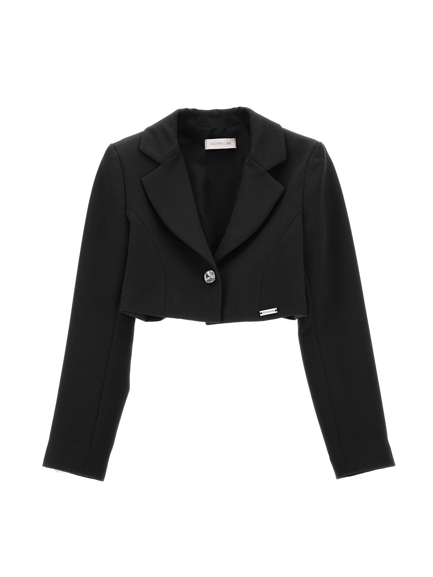 Short cool wool jacket with jewel button
