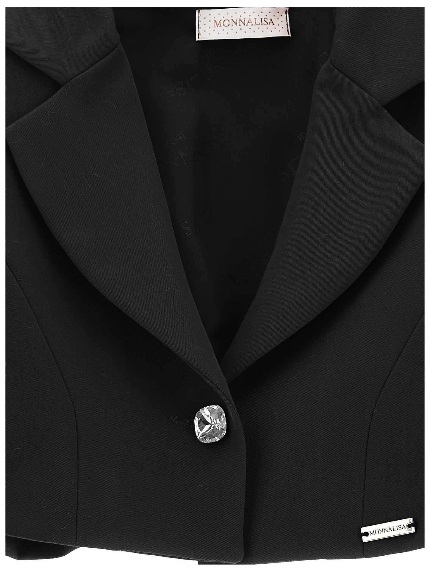 Short cool wool jacket with jewel button