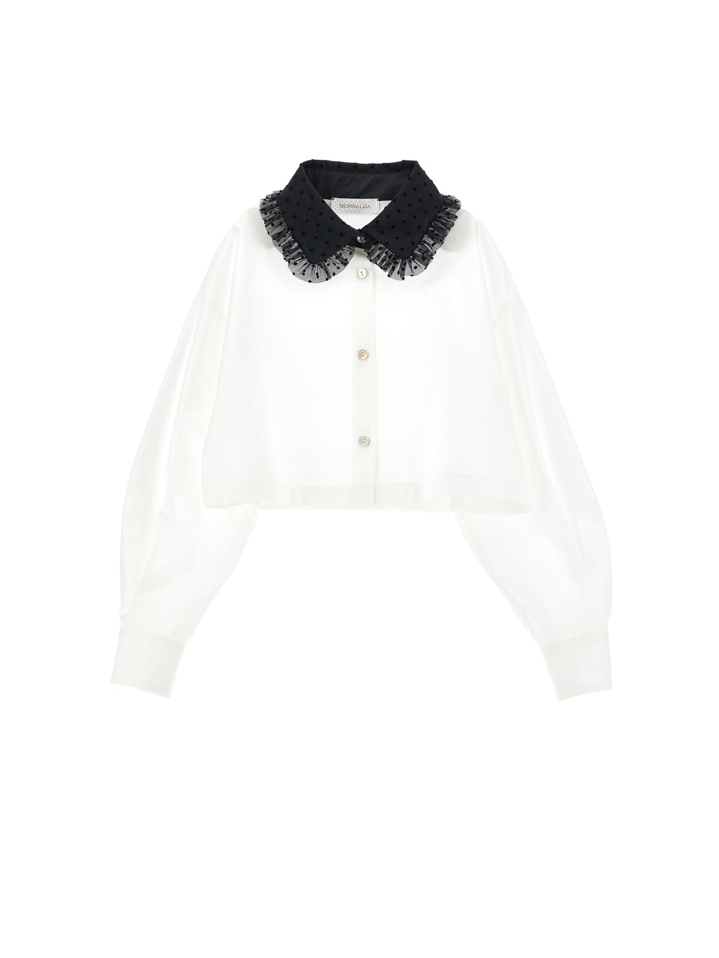 Cropped shirt with velvet collar