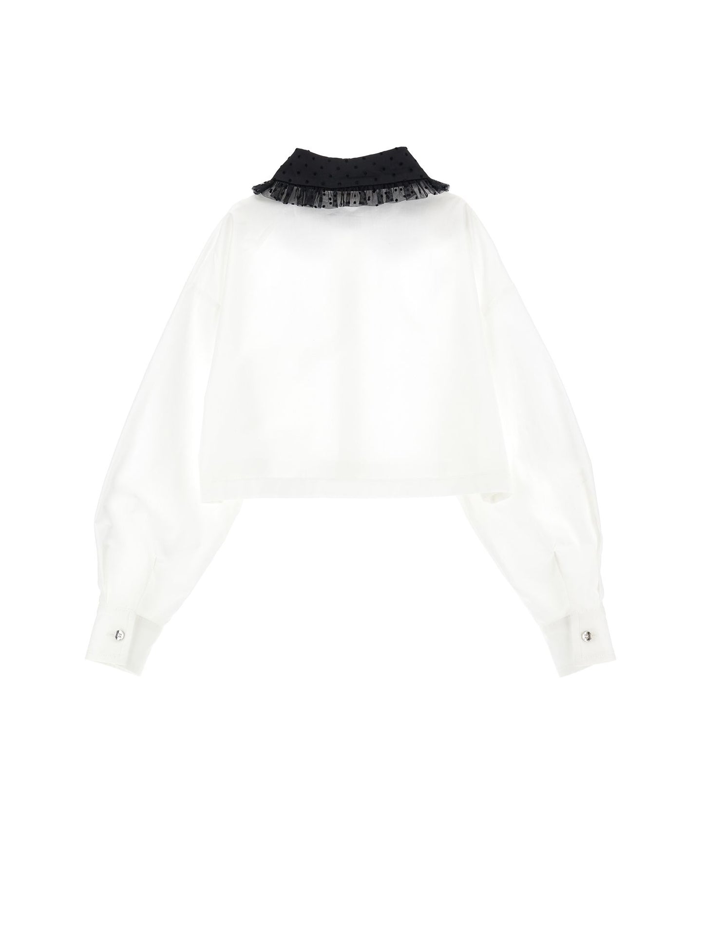 Cropped shirt with velvet collar