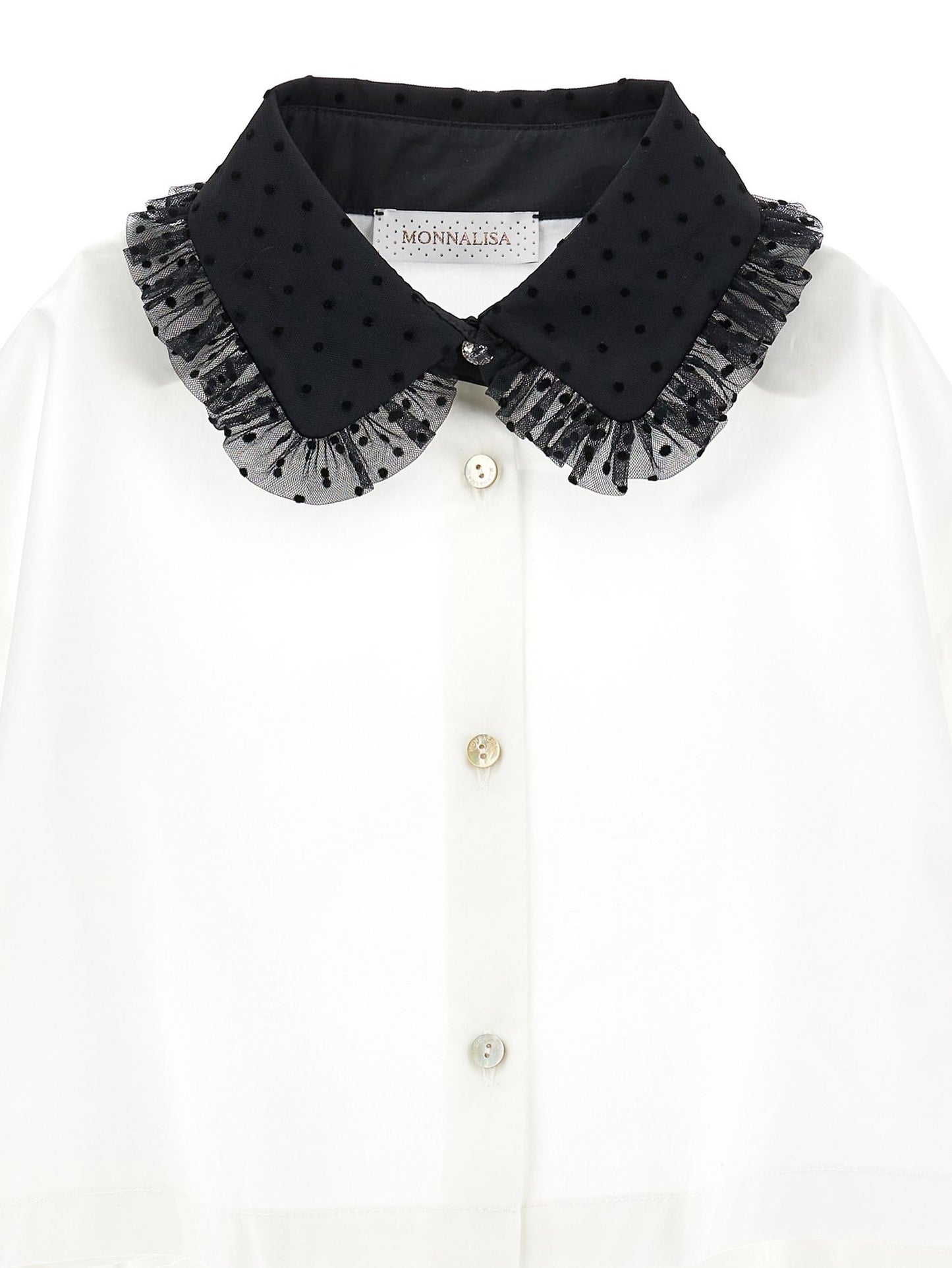 Cropped shirt with velvet collar