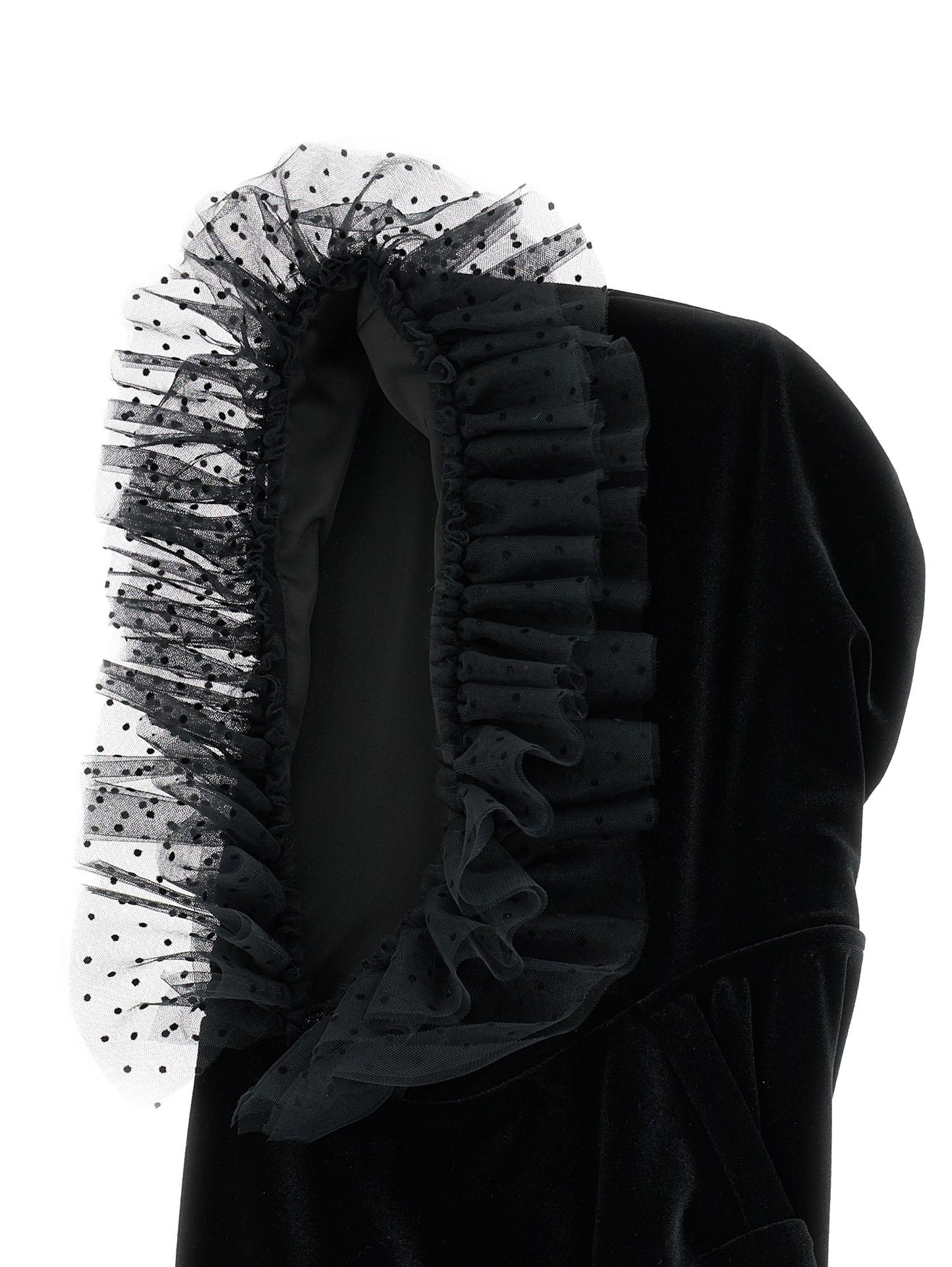 Chenille sweatshirt with tulle hood