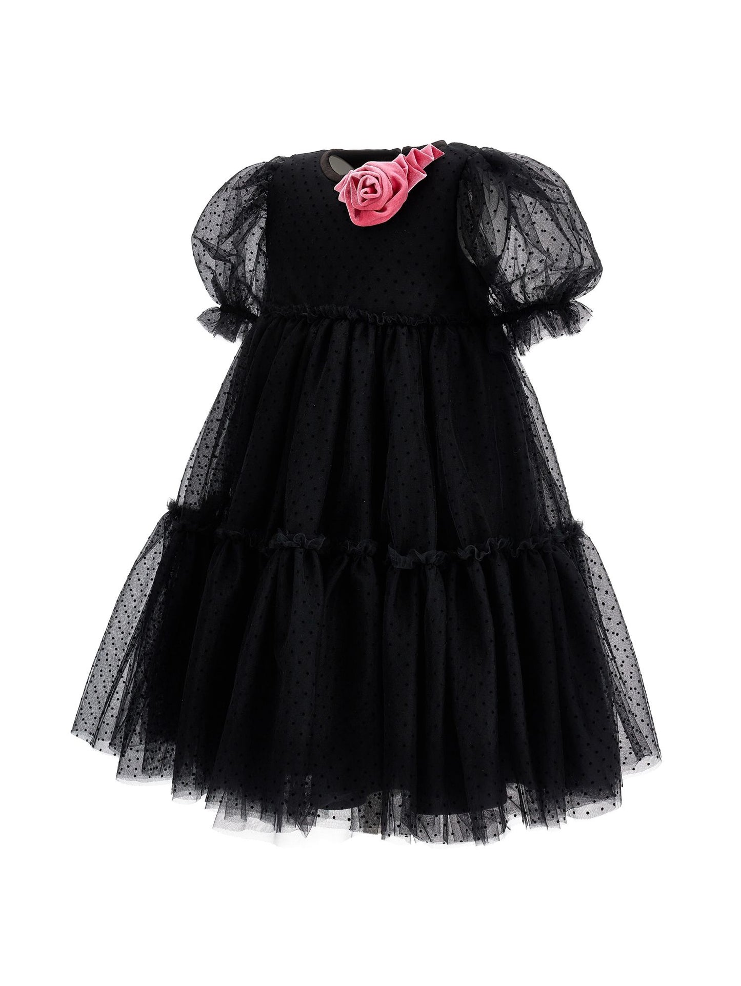 Abito tulle con dettagli velluto