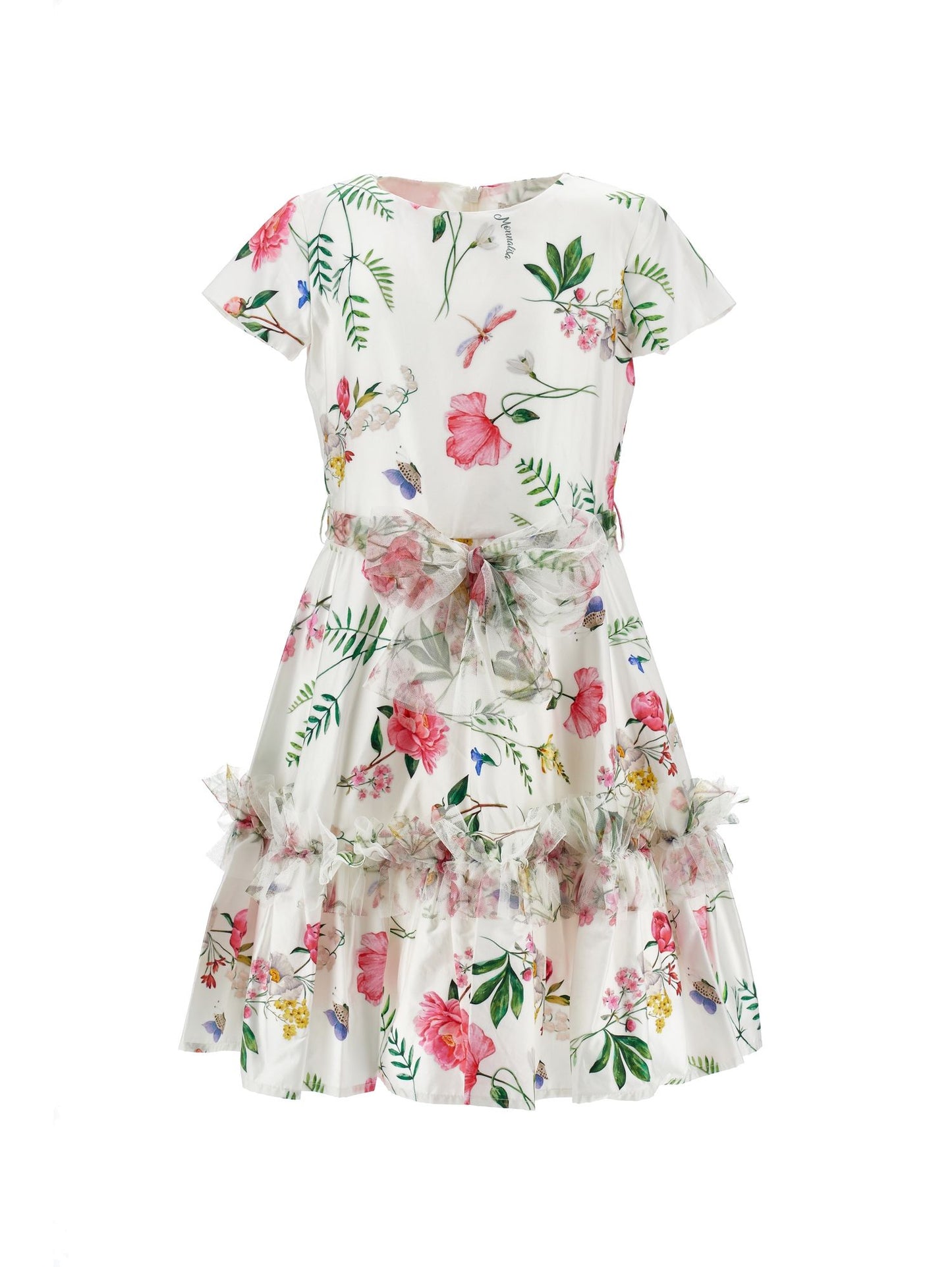 Vestido de raso con detalles de tul