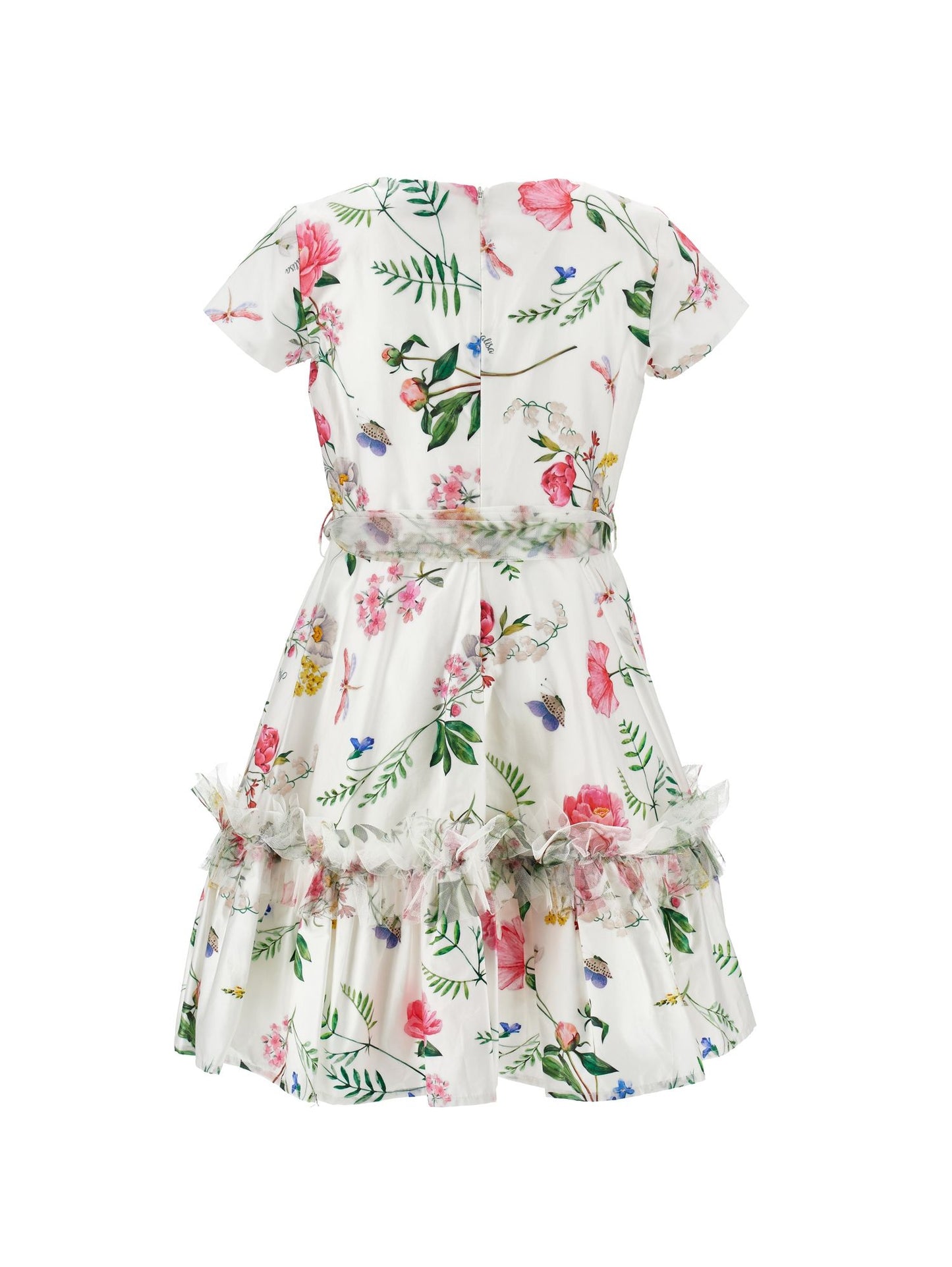 Vestido de raso con detalles de tul